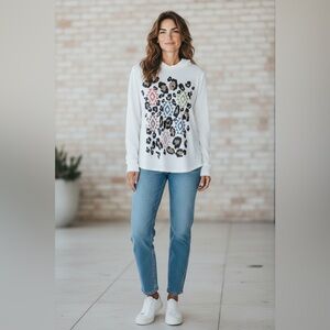 Southern Stitch White Leopard Print Sweater
Size Medium